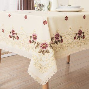 Floral Print Lace Water Resistant Tablecloth